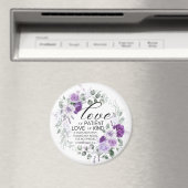1 Korinther 13:4 Liebe ist Patient Violet Floral Magnet (In Situ (Geschirrspüler))