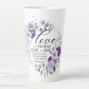 1 Korinther 13:4 Liebe ist Patient Violet Floral Milchtasse