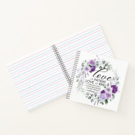1 Korinther 13:4 Liebe ist Patient Violet Floral Notizblock