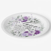 1 Korinther 13:4 Liebe ist Patient Violet Floral Pappteller (Schrägansicht)