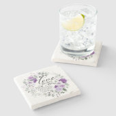 1 Korinther 13:4 Liebe ist Patient Violet Floral Steinuntersetzer (Seitenansicht)