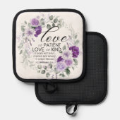 1 Korinther 13:4 Liebe ist Patient Violet Floral Topflappen (Vorderseite/Rückseite)