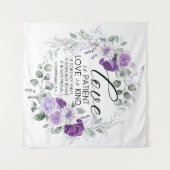 1 Korinther 13:4 Liebe ist Patient Violet Floral Wandteppich (Vorderseite (Horizontal))