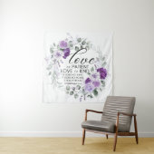 1 Korinther 13:4 Liebe ist Patient Violet Floral Wandteppich (Beispiel)