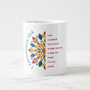 1 Korinther 13:4 Mandala Blume Jumbo Tasse