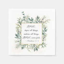 1 Korinther 13:7-8 Elegante Winterlandschaft Serviette