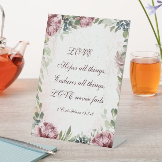 1 Korinther 13:7-8 Liebe versage nie Flora Sockelschild (In Situ)