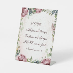 1 Korinther 13:7-8 Liebe versage nie Flora Sockelschild
