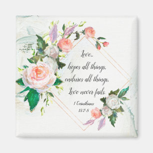 1 Korinther 13:7-8 Liebe Versage nie Rose Magnet