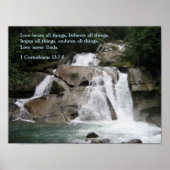 1 Korinther 13:7-8 Wasserfall Poster (Vorne)