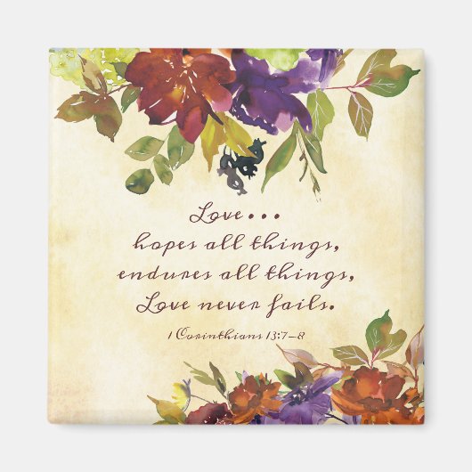 1 Korinther 13:7 Liebe versage Herbst und Herbst Magnet (Vorne)