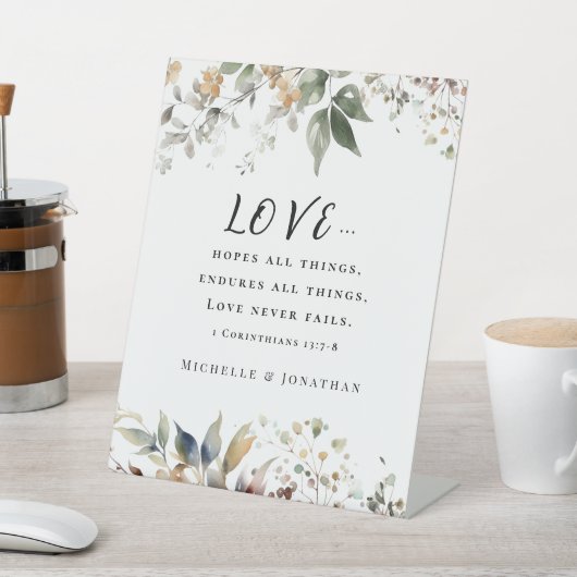 1 Korinther 13:7 Liebe Versage nie Hochzeitsbibel Sockelschild (In SItu)