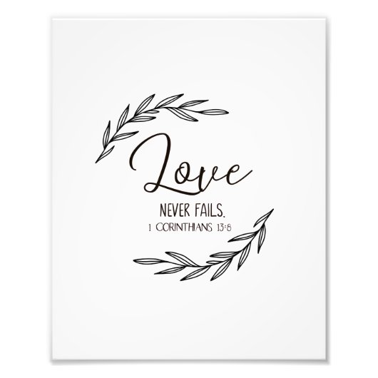 1 Korinther 13:8, Liebe versage nie Fotodruck (Vorne)