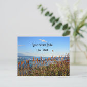 1 Korinther 13:8 Liebe versage nie. Postkarte (Stehend Vorderseite)