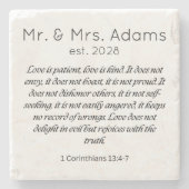 1 Korinther 13 Herr Frau Surname Est. Jahreshochze Steinuntersetzer (Vorderseite)