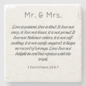 1 Korinther 13 Herr Mrs. Wedding Steinuntersetzer (Vorderseite)