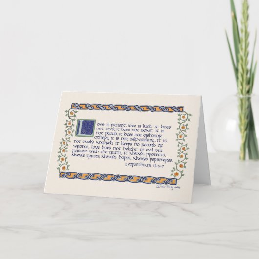 1 Korinther 13 Kalligraphie, Reben & Keltische Kno Karte (Vorderseite)