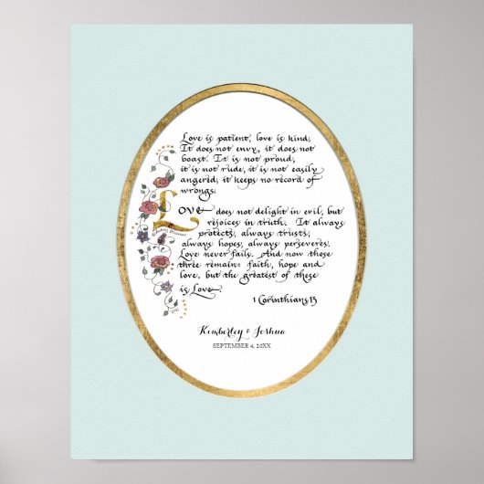 1 Korinther 13, Liebe Kapitel Christliche Schrift Poster (Vorne)