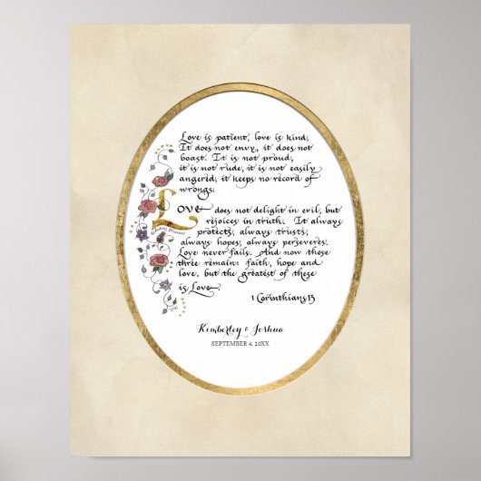 1 Korinther 13, Liebe Kapitel Christliche Schrift Poster (Vorne)