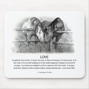 1 Korinther 13: Liebe, Pferde im Bleistift Mousepad