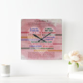 1 Korinther 13 - Liebe Quadratische Wanduhr (Zuhause)