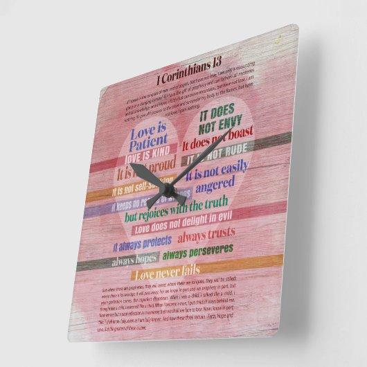 1 Korinther 13 - Liebe Quadratische Wanduhr (Winkel)