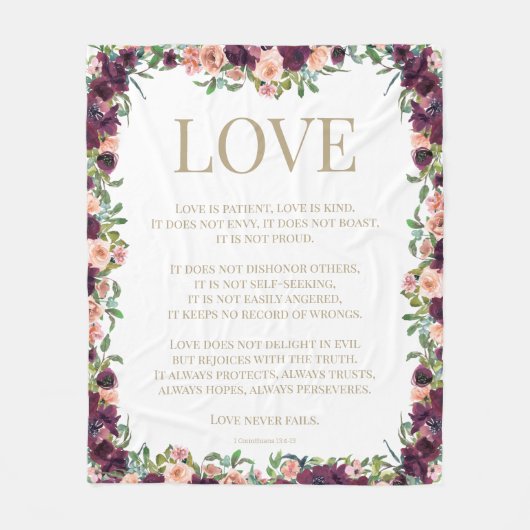 1 Korinther 13 Lieben Bibel Verse Burgund Bläserin Fleecedecke (Vorderseite)