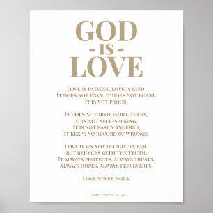 1 Korinther 13 Lieben Bibel Verse Gold Weiß Poster
