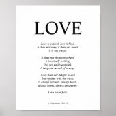 1 Korinther 13 Lieben Bibelverse Schwarz & Weiß Poster (Vorne)