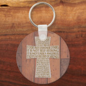 1 Korinther 13 Lieben Kapitel Rustikales Kreuz Schlüsselanhänger (Vorderseite)