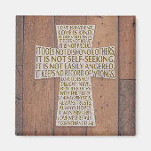 1 Korinther 13 Lieben Kreuz Rustikales Holz Magnet (Vorne)