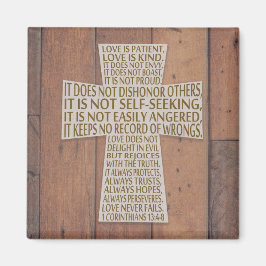 1 Korinther 13 Lieben Kreuz Rustikales Holz Magnet