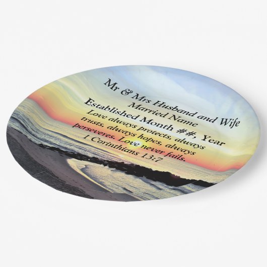 1 Korinther 13 PERSONALISIERTE PAPIERTELLER (Schrägansicht)