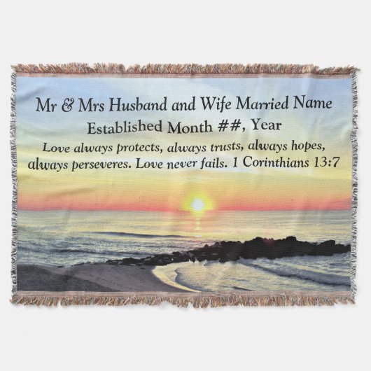 1 Korinther 13 PERSONALISIERTES WEDDING BLANKET Decke (Vorderseite)