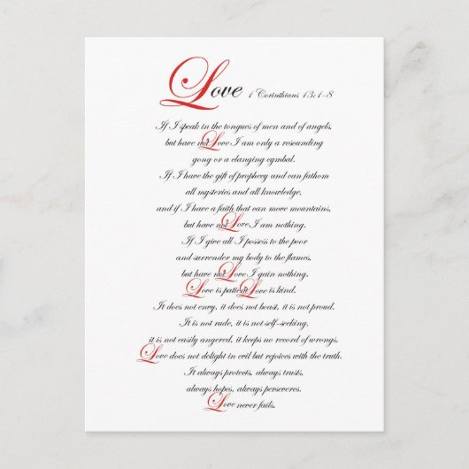 1 Korinther 13 Postkarte (Vorderseite)