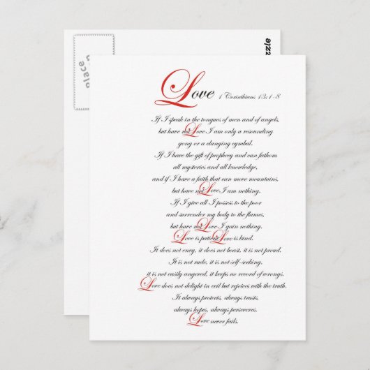 1 Korinther 13 Postkarte (Vorne/Hinten)