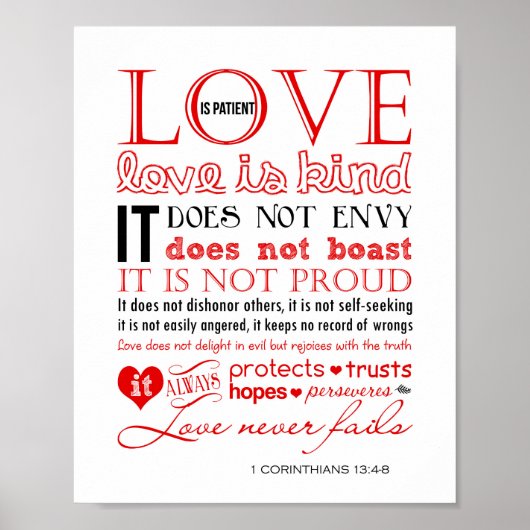 1 Korinther 13 Wall Art: Liebe ist geduldig & Kind Poster (Vorne)