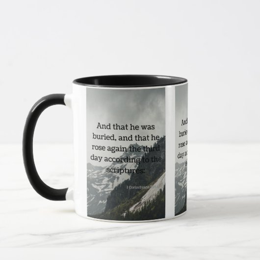 1 Korinther 15:4 Bibelschrift Bild Zwei-Ton Tasse (Links)