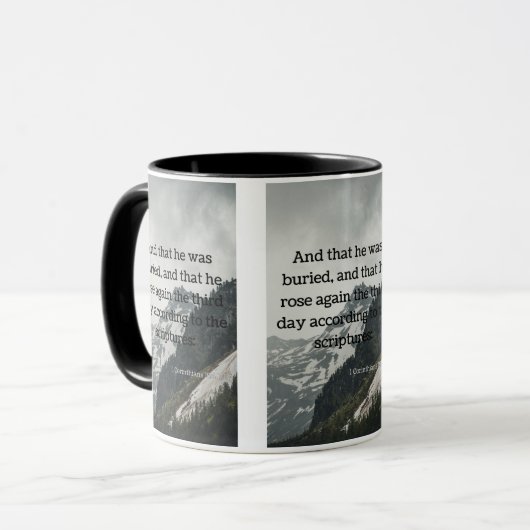 1 Korinther 15:4 Bibelschrift Bild Zwei-Ton Tasse (Vorderseite Links)