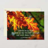 1 Korinther 15:57 Danke an Gott!, Herbst Postkarte (Vorne/Hinten)