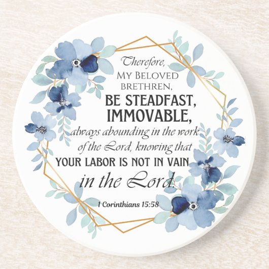 1 Korinther 15:58 Inspiration Verse Floral Getränkeuntersetzer (Vorne)
