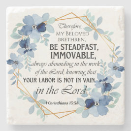 1 Korinther 15:58 Inspiration Verse Floral Steinuntersetzer