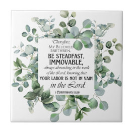 1 Korinther 15:58 Inspirational Verse Eukalyptus Fliese