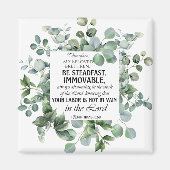 1 Korinther 15:58 Inspirational Verse Eukalyptus Magnet (Vorne)