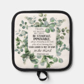 1 Korinther 15:58 Inspirational Verse Eukalyptus Topflappen (Vorderseite)