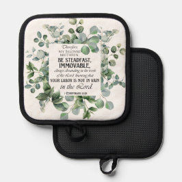 1 Korinther 15:58 Inspirational Verse Eukalyptus Topflappen