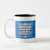 1 Korinther 16:13 Zweifarbige Tasse (Links)