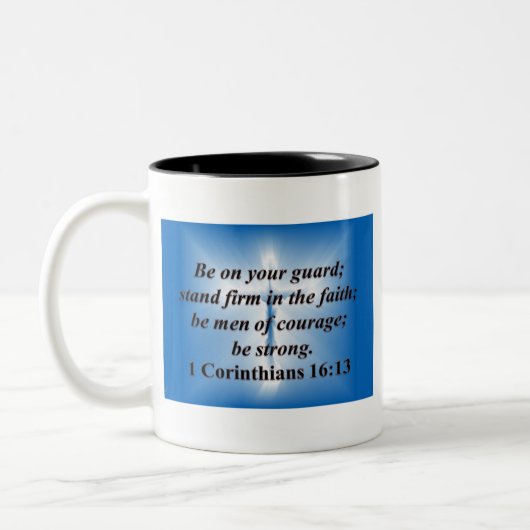  1 Korinther 16:13 Zweifarbige Tasse (Links)