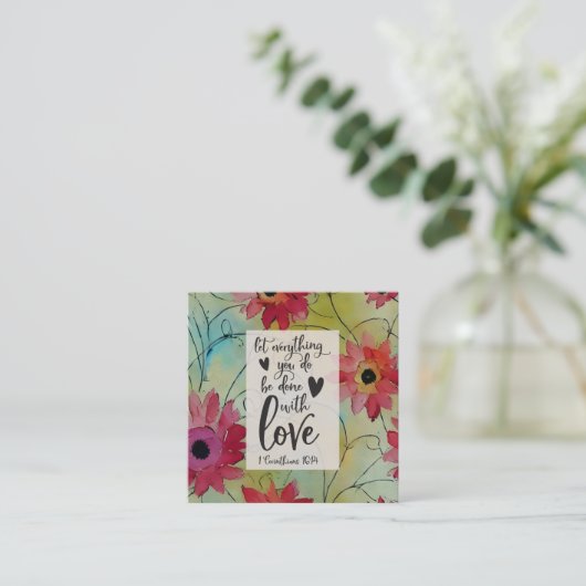 1 Korinther 16 14 Alles in Liebe Bibel Verse Quadratische Visitenkarte (Stehend Vorderseite)