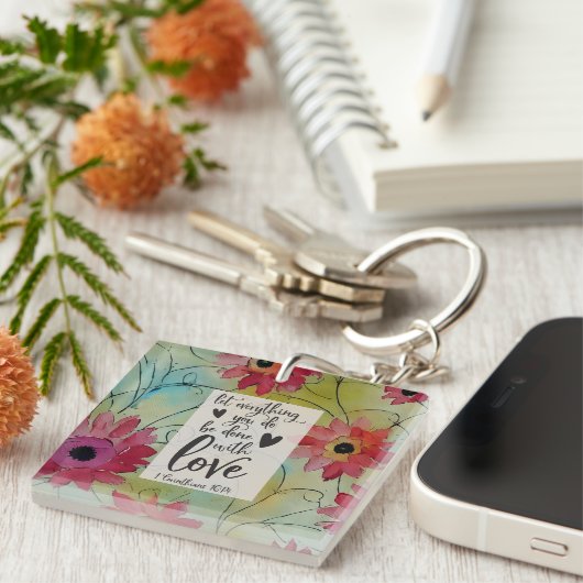 1 Korinther 16 14 Ließ alles in Liebe getan Schlüsselanhänger (Vorderseite rechts)